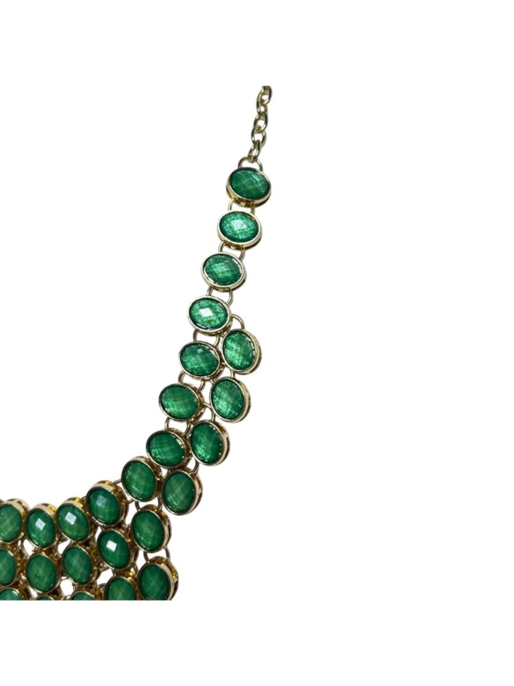 Cara New York Gold Tone And Green Statement Bib Necklace (6357) - Picture 4 of 8